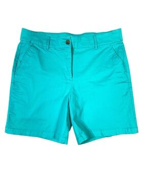 Kim Rogers Comfort Waist Chino Shorts Women's 14 Turquoise Aqua Hi Rise Coastal
